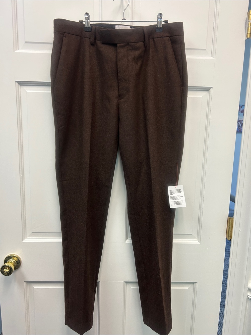 NWT Topman Menβs Brown Wool Blend Winter Dress Pants Size 36w x 32L Regular Fit
